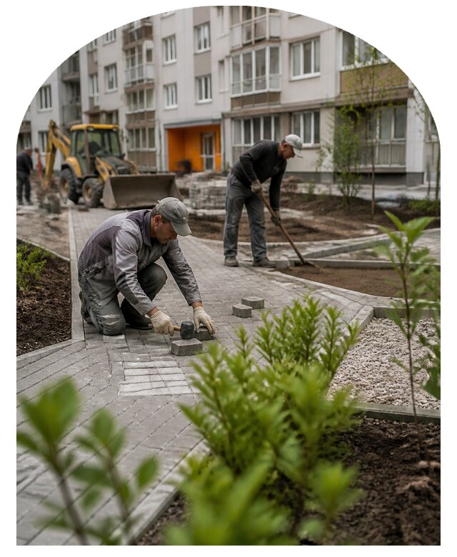 Благоустройство двора многоквартирного дома в Калуге